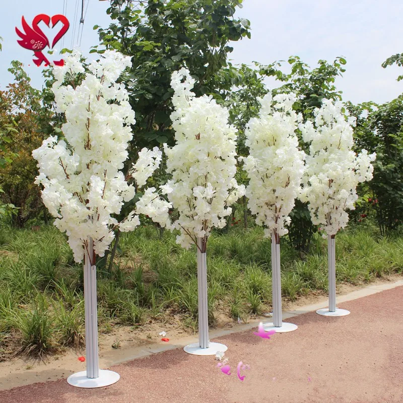 

1.5M Tall white Artificial Cherry Blossom Tree Roman Column Road Leads For Wedding Mall Opened Props