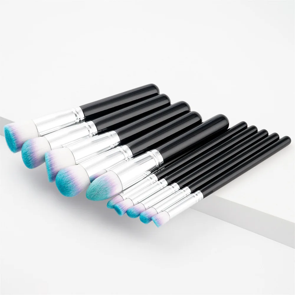 10Pcs Beauty Makeup Brushes Wooden handle Big Foundation Brush Oblique Powder Blush Eyeshadow Eyebrow Lip Brush Make Up Tools (5)