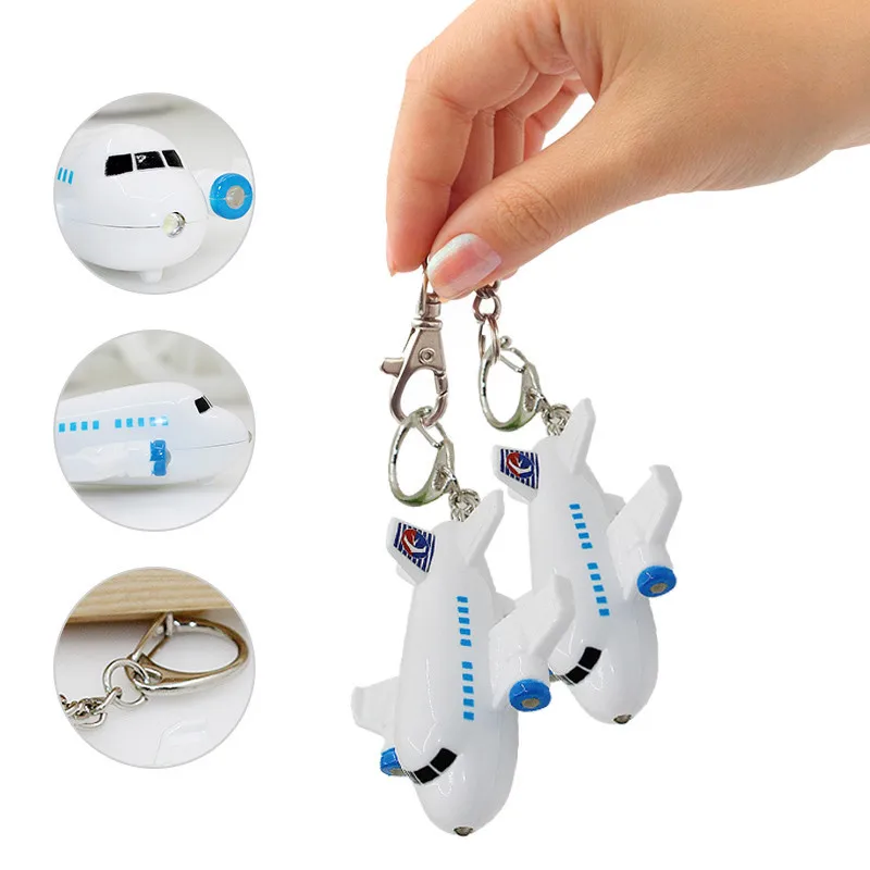 

Car Key Chains Fashion Emulational Airplane LED Light Uttering Sound and Lighting Keyring Pendant for Car Bag and Phone Keychain
