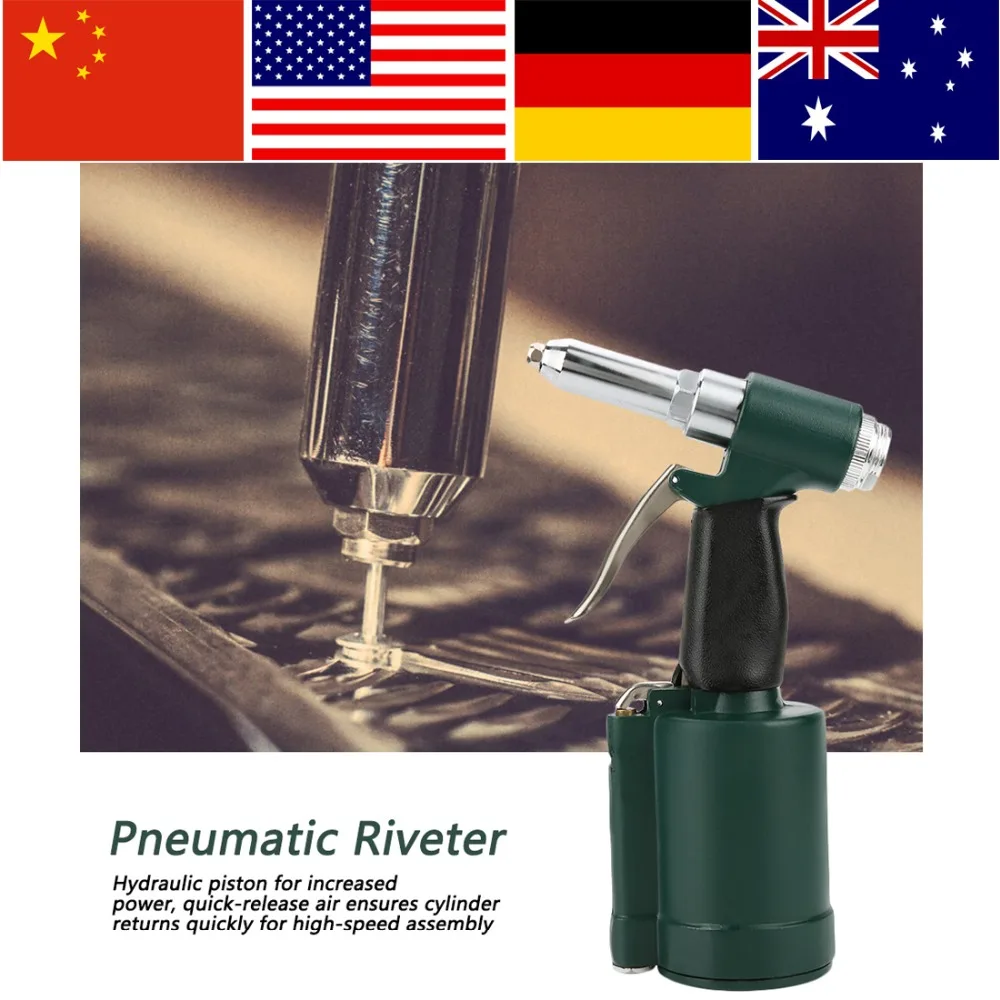 Industrial Air Hydraulic Pop Rivet Gun Pneumatic Riveter Kit Set 2.4 4