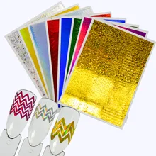 8 шт./компл. лазерной волны Линия лак для ногтей Стикеры; модная женская обувь с блестками; голографический DIY ультра тонкий клей для ногтей Арт Декор наклейки CH247