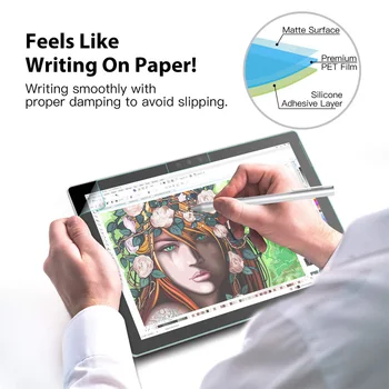

For Surface Pro 6/5/4/3 Paper Like Texture Screen Protector Matte PET Anti Reflection Film Cover Write Draw and Sketch