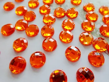 

10mm Round flatback 300pcs Sew on gem stones Orange colour rhinestones Acryl crystal strass diamond hand sewing beads