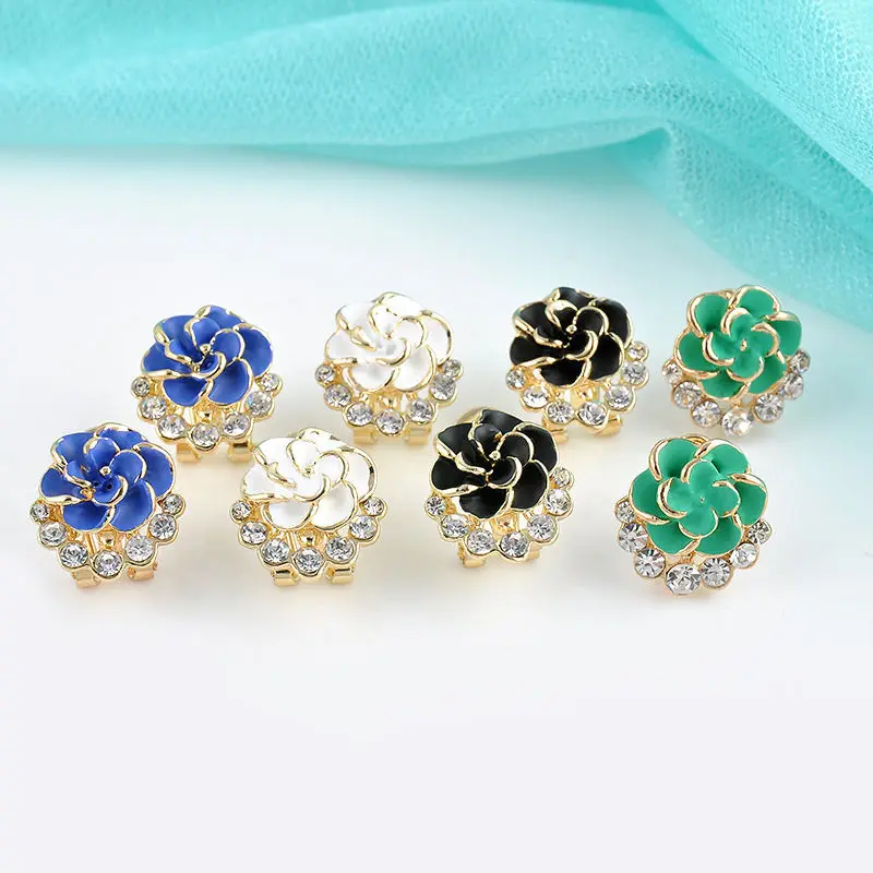 

Stud Earrings For Elegant Women Piercing Earrings Classic Flower Colorful Crystal Bijoux Femme Brincos