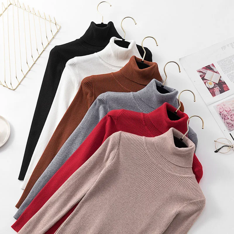 Womens Sweaters 2019 Winter Tops Turtleneck Sweater Women Long Sleeve Pullover Jumper Knitted Sweater Pull Femme Sweater L106