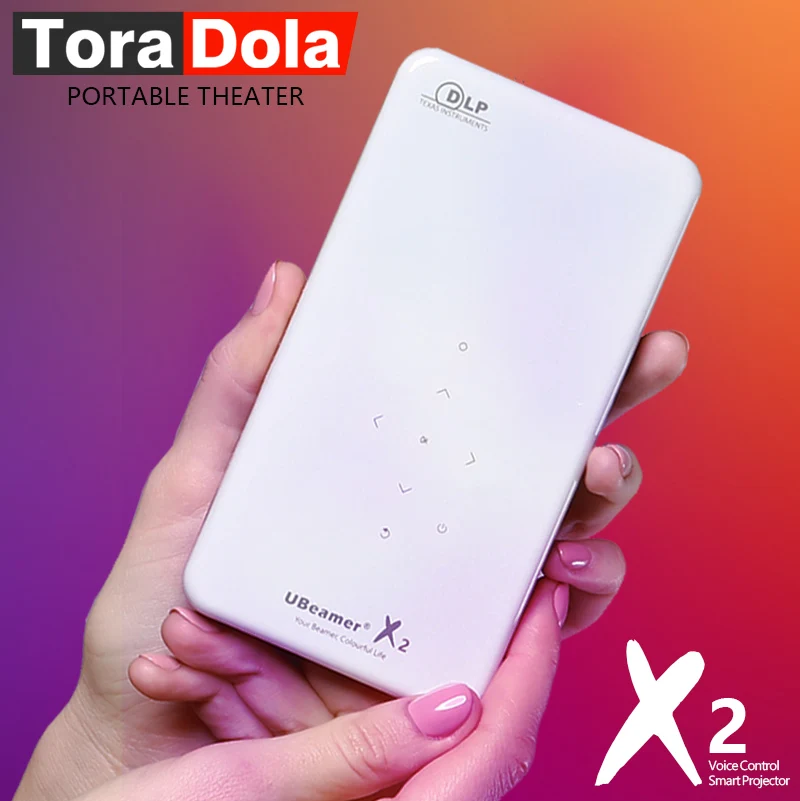 Тора Дола Ubeamer X2 Мини проектор 4200 mAH Батарея 2,4 часов непрерывной работы, Android Поддержка 1080 P домашний Кино (опционально голос Управление)