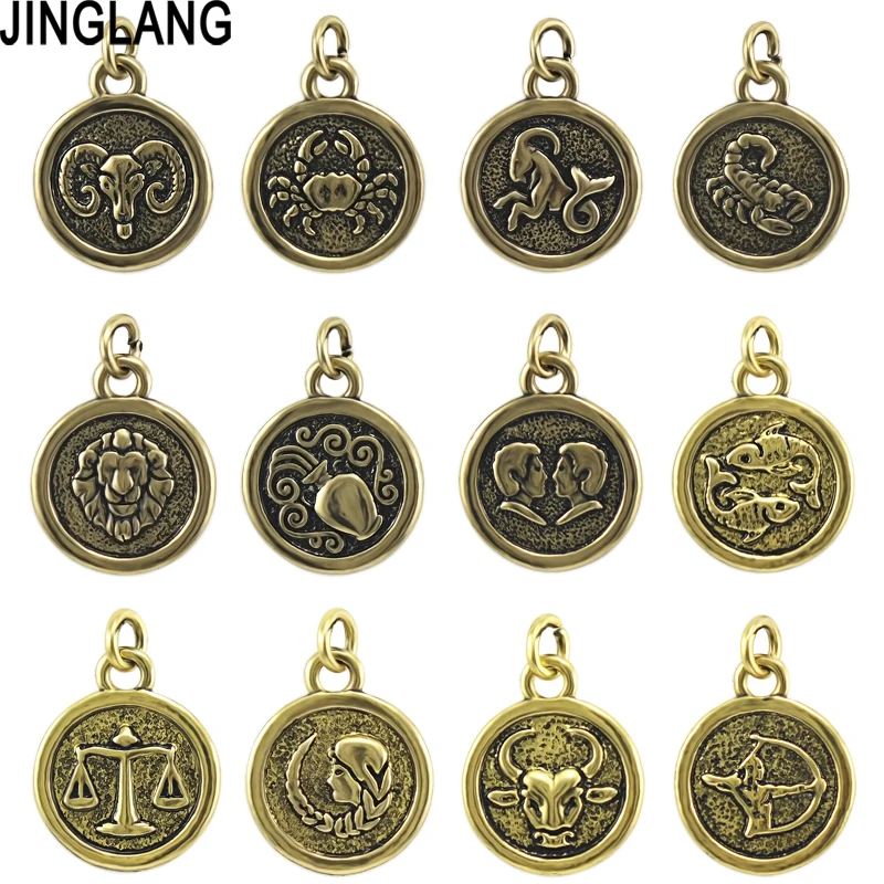 

JINGLANG Zodiac Sign 12 Constellation Charm Pendant Necklace for Men Womens Necklace Mens Chain Gift Fashion Jewelry 50 Psc