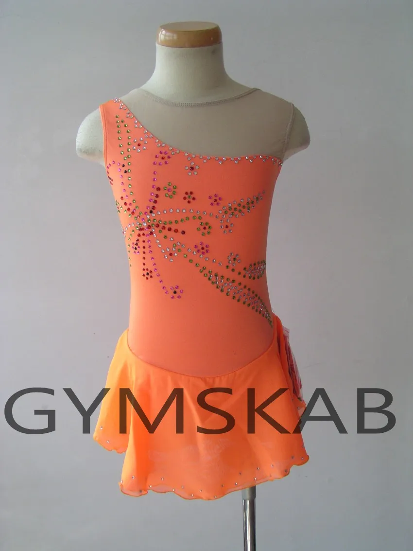 

2018 Graceful Figure Skating Dress Women's Girl's Customized Ice Skating Dress Sleeveless Gymnastics Costume 6450