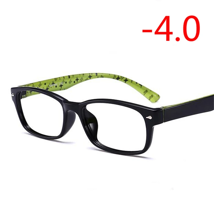 1,0-1,5-2,0-4,0 квадратные очки для близорукости с градусом женские мужские короткие очки для коррекции зрения TR90 полосатая черная синяя красная Желтая оправа - Цвет оправы: Myopia 400
