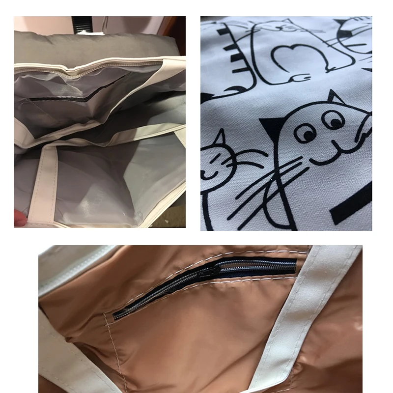اكسلسيور Crossbody حقائب للنساء 2019 جديد الكرتون المرأة أكياس القطط المطبوعة المرأة حقائب حمل حقيبة كبيرة قماش الكتف