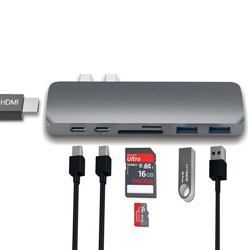 EASYA USB C концентратор к HDMI адаптер usb type C док-станция с USB 3,0 PD зарядное устройство для чтения карт SD TF для MacBook Pro/Macbook Air USB-C