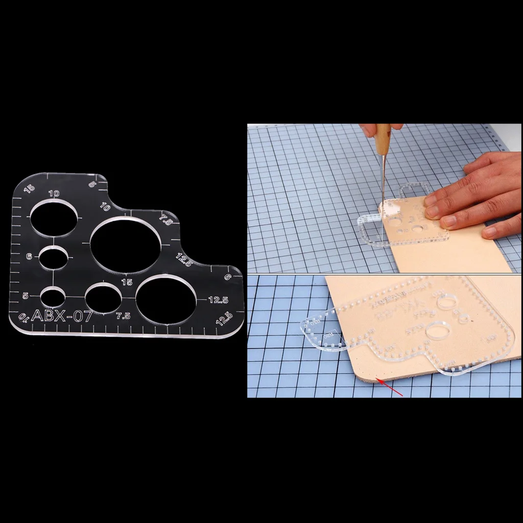 1Pcs Clear Acrylic Stencil Circle Corner Template For Leather Crafts Making