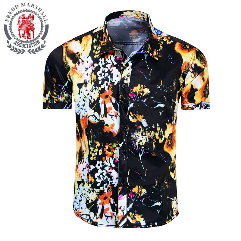 Fredd Marshall Camisa Hawaiana Hombre, пляжные рубашки для боулинга, повседневная одежда на пуговицах, мужская рубашка с коротким рукавом и 3D принтом, рубашка для отдыха - Цвет: 55896