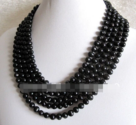 1336 100 &quot7 8 мм черный пресноводный жемчуг ожерелье|strand pearl|necklace photostrand rope |