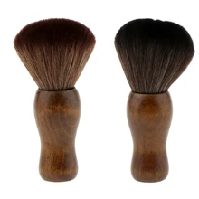 Soft Fiber Hair Cutting Dust Cleaner Hair Removal Shaving Brush, Facial Blush Loose Powder Makeup Brush Wooden Handle