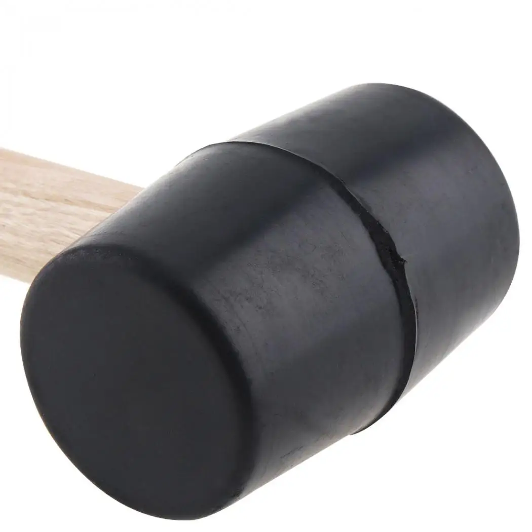 Rubber Hammer Hand Tools 230g Non-elastic Tile Hammer with Round Head and Wooden Handle for DIY Hand Tool 1pcs