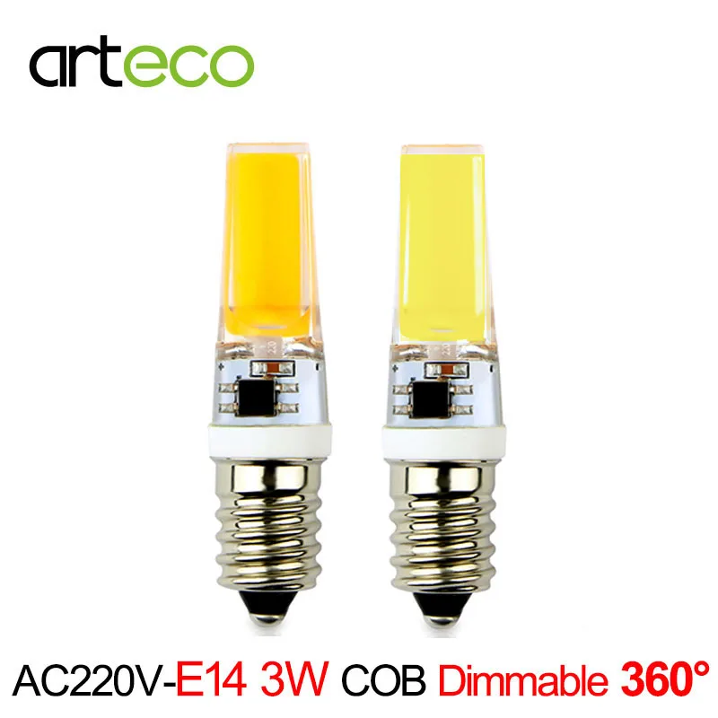 

E14 LED Lamp AC220V 3W COB Dimmable LED Bulb 300LM Silicon Gel E14 LED Spotlight Replace Halogen Lamp Chandelier Crystal Light
