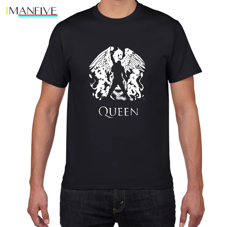 

Glitter Rock Band Queen T Shirt Men Cool streetwear Pop rock T-shirt men Summer 100% Cotton Heavy Rock Tops tees men clothing