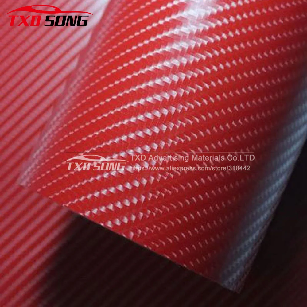 Высокое качество красный 4D углеродное волокно наклейка с воздушными пузырьками 4D Карбон винил обёрточная бумага для украшения кузова 1,52*30