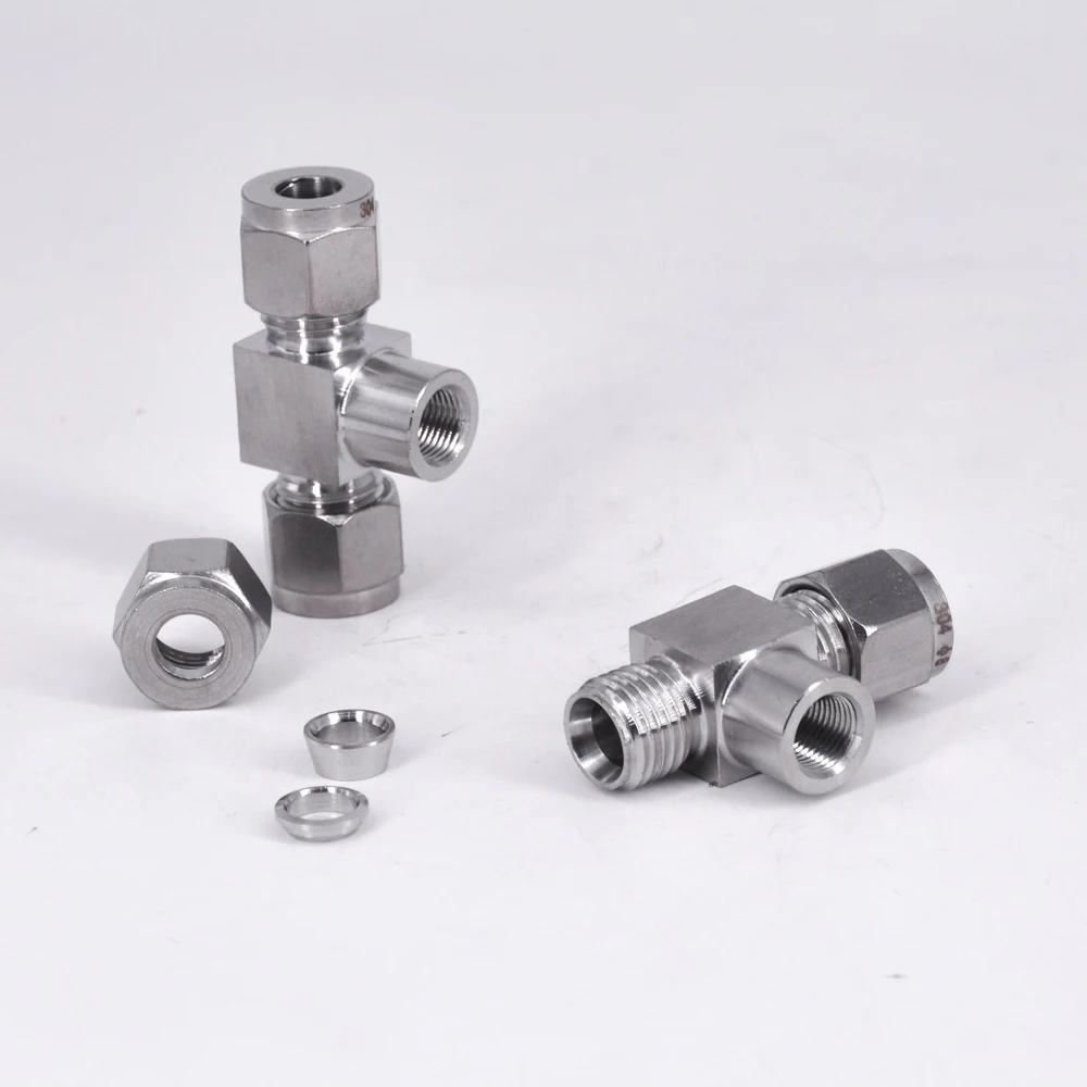 

1/8" 1/4" 3/8" 1/2" BSP M10/14/16/20 Female x Fit 6/8/10/12/14mm Tube OD Tee 3 Ways Compression Union 304 Stainless