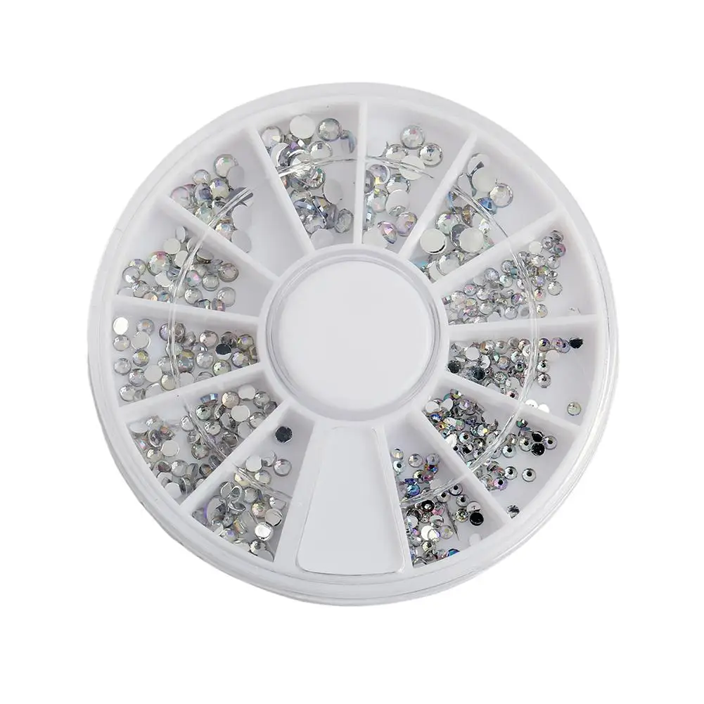 

1 Wheel 5 Sizes White Multicolor Acrylic Nail Art Decoration Glitter Rhinestones Nail Art & Tools