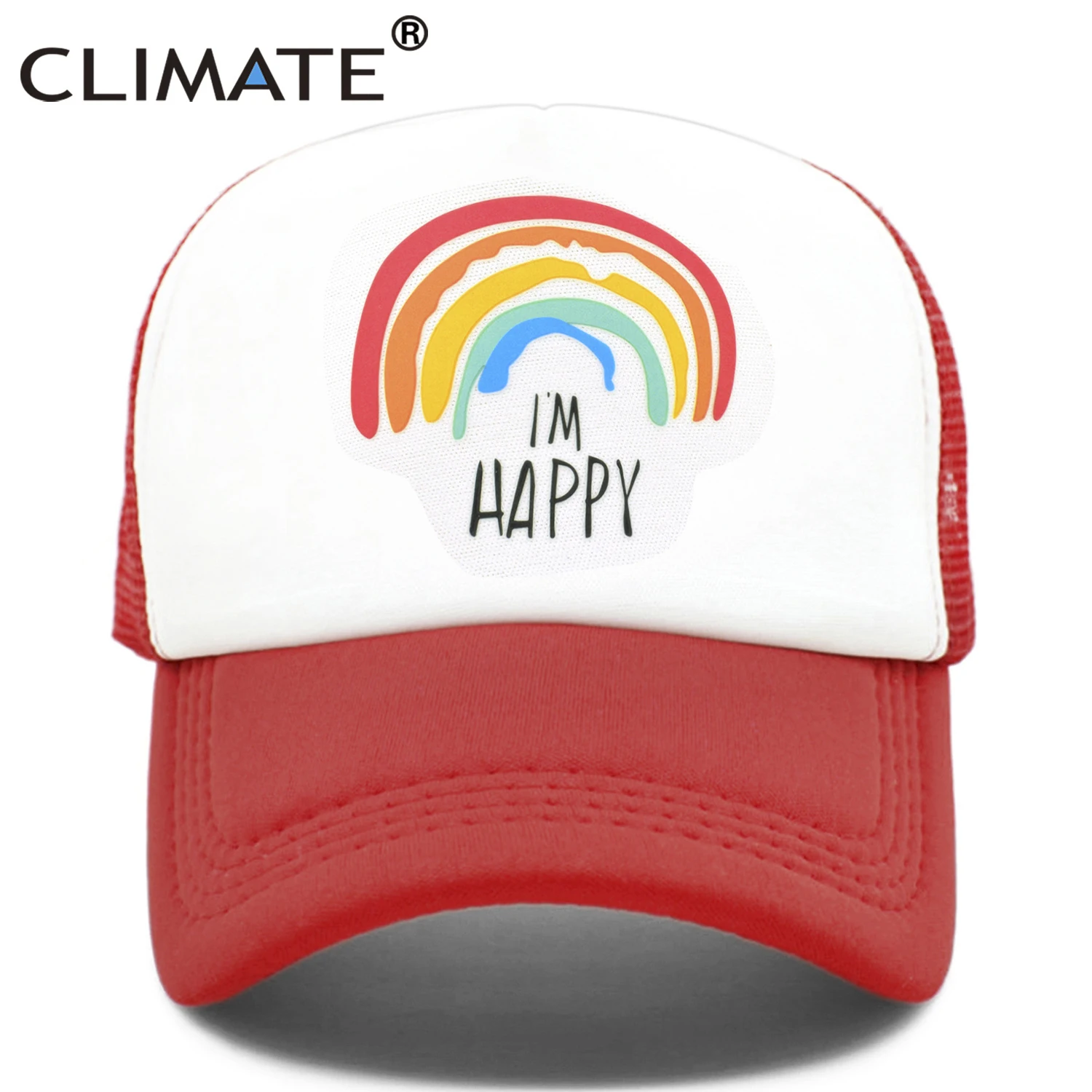 

CLIMATE Family Matching Trucker Caps Dad Mom Caps Cool Happy Hat Cap Summer Colorful Mesh Baseball Caps Hat for Men Women Kid