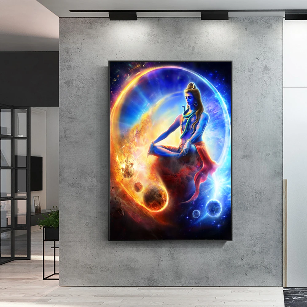 Lord Shiva Planetary Canvas Painting – Zen-Vibe