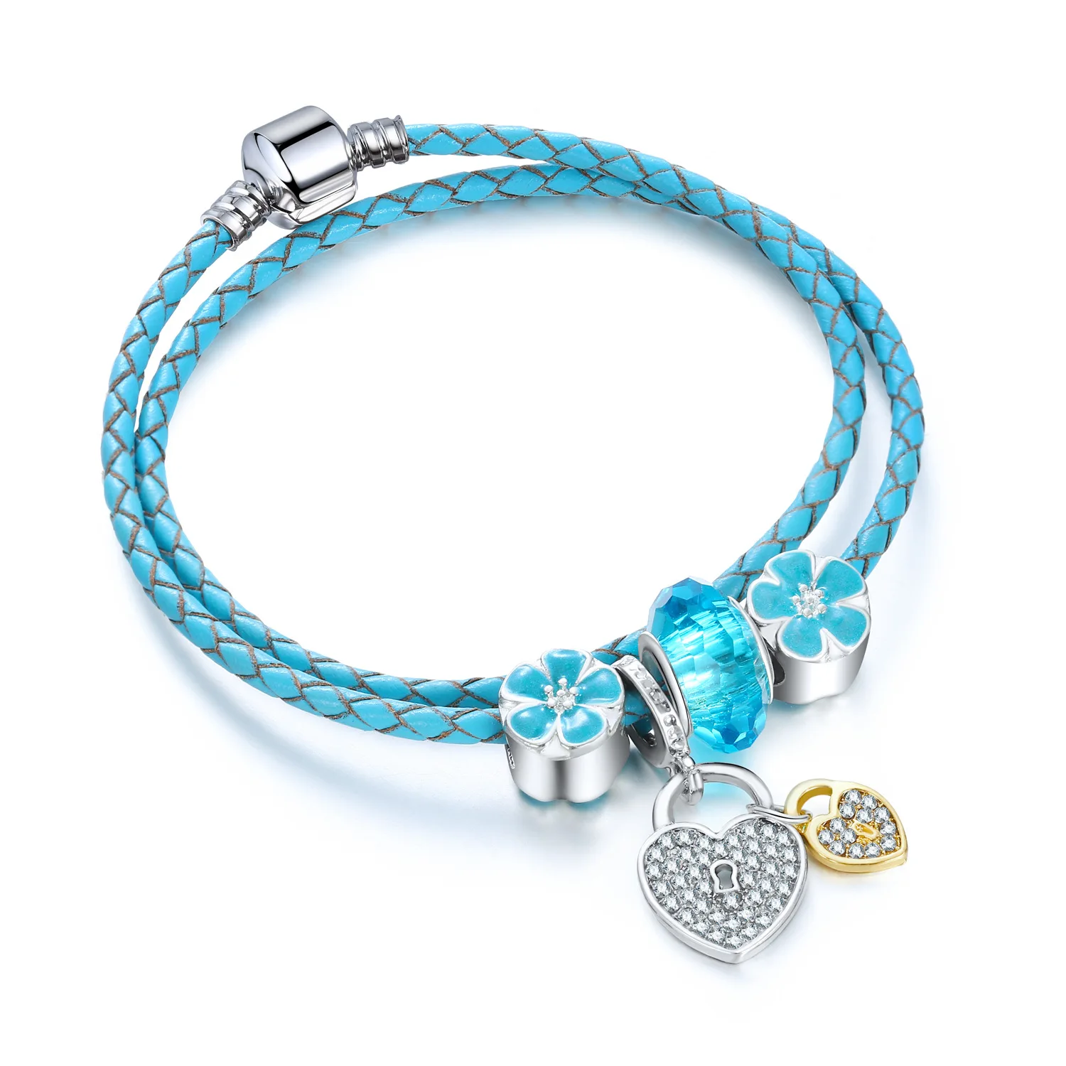 Buy Antique Silver heart Charm pandora Bracelets for women crystal Bracelets