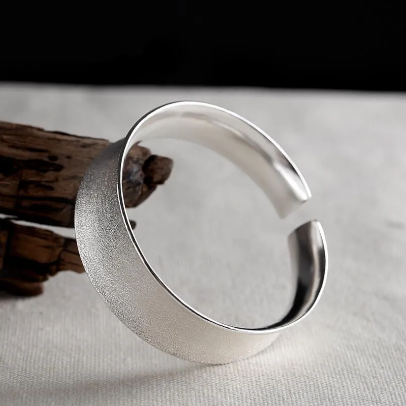 

990 Sterling Silver Sand Process Simple Opening Bangle (SYF)