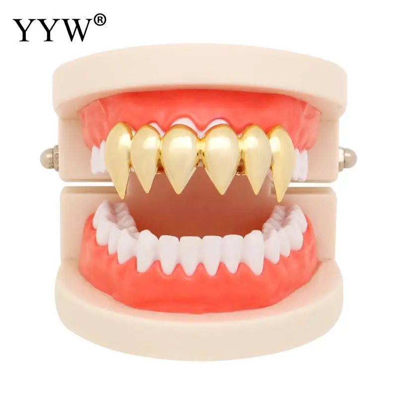 

Brass Hip Hop Teeth Vampire Teeth Fangs Dentures Props Halloween Props Party Favors Mask Diy Decorations Horror Adult For Kids