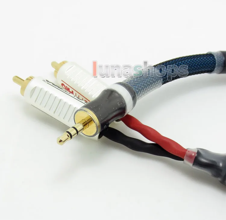 LN004415 30cmm 3.5mm Male To 2 RCA CAR AUX HiFi Audio Cable For AMP