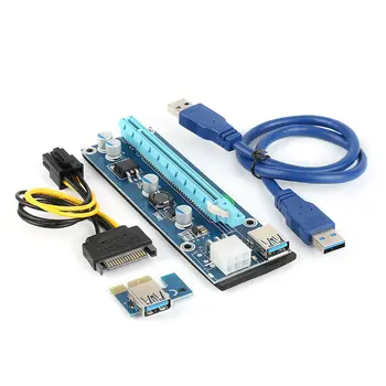 

USB3.0 1-16x PCI-E Express Adapter Power Blue(VER006C) Cable Extender Riser Card