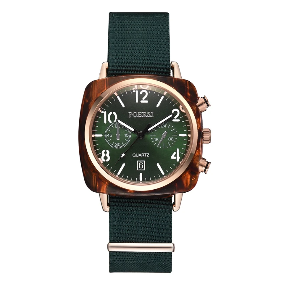 Лидер продаж, брендовые Модные мужские деловые часы, Топ бренд, Роскошные мужские часы, кожа, Мужские кварцевые наручные часы, Relogio Masculino - Цвет: Зеленый