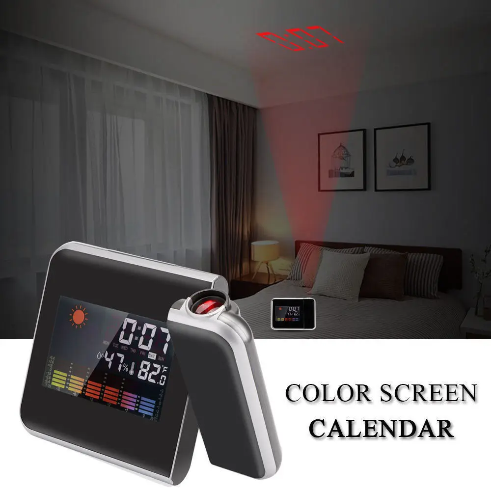 Настольные часы цифровой будильник с цвет проектора экран время проекции часы Многофункциональный Погодный календарь часы времени
