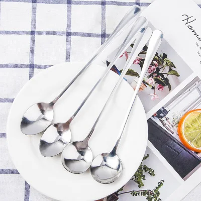 

stainless steel Colorful Spoon Long Handle Spoons Flatware Coffee Drinking Tools Kitchen Gadget Drop office coffee stir spoon