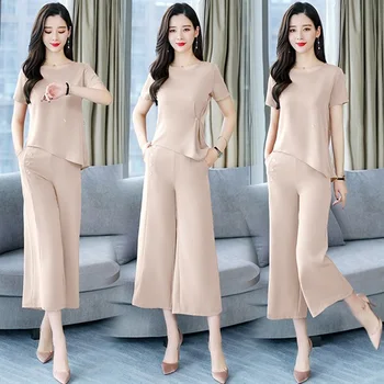 

Stylish Big Size Goddess Two-piece Suits Summer Set Women Conjunto Feminino Ensemble Femme Survetement Year-old Female Costume