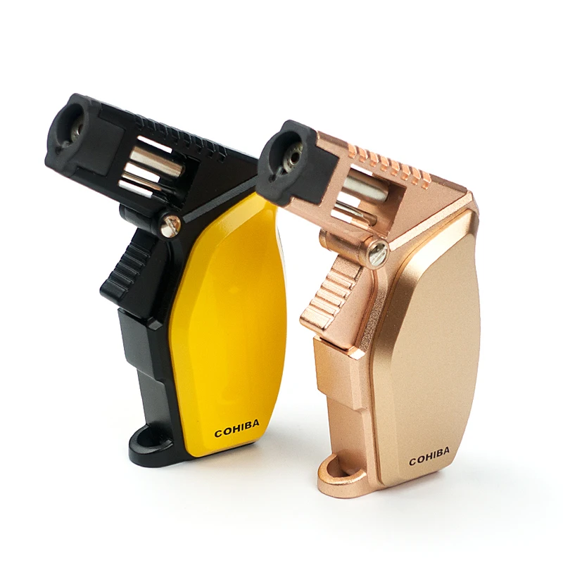 

COHIBA Metal Cigar Lighter Windproof Single Blue Torch Jet Flame Cigarette Refillable Portable Lighters Gift Box
