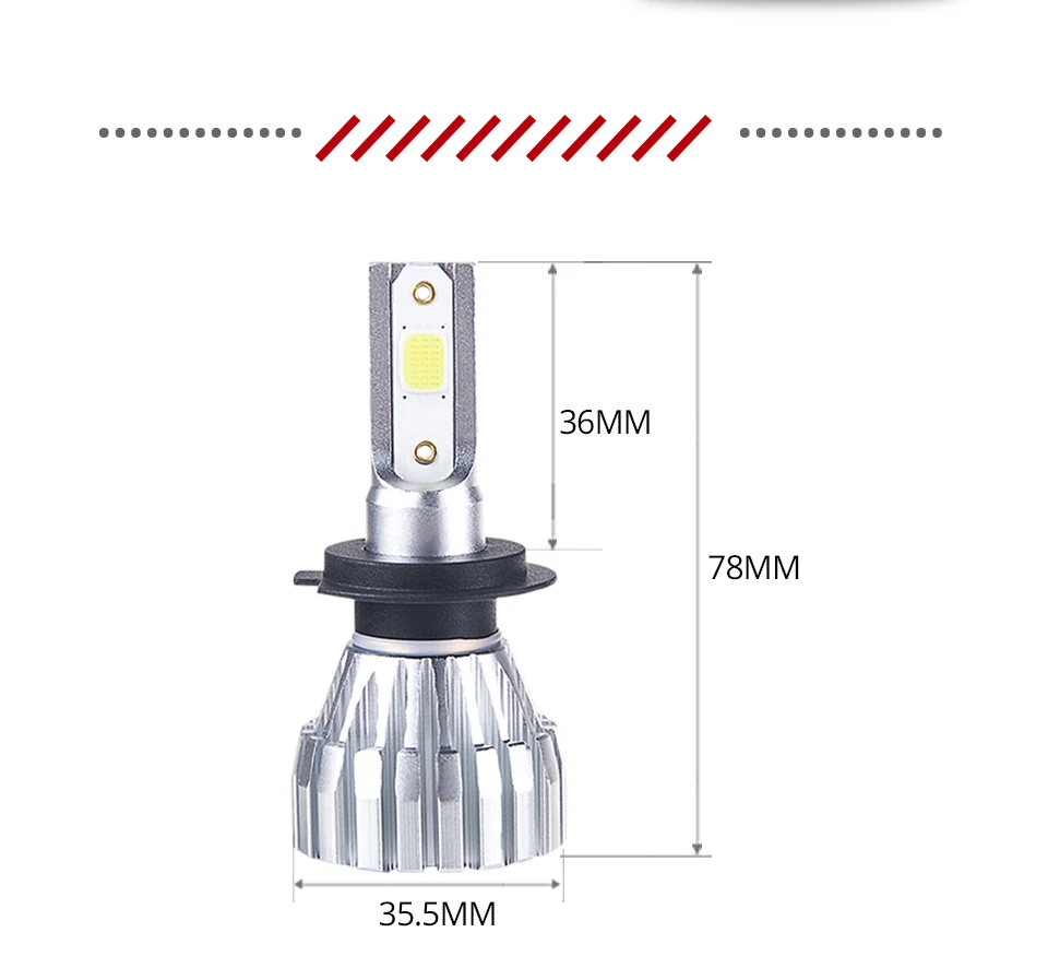 VooVoo 2Pcs Fanless H7 H1 Led H3 H4 H11 9005 9006 9012 HIR2 6500K 4300K Mini Car Headlight Bulbs 50W 5000LM Auto Headlamp Lights_01 (13)