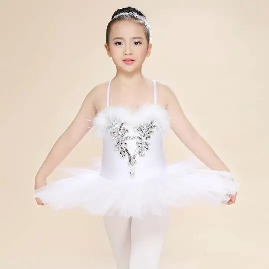 Новое Вечернее блестящее платье пачка белого цвета из балета "Лебединое озеро" костюм для девочек детское платье балерины Danse Classique балета для девочек, балетное платье-пачка
