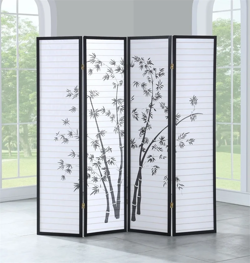 Us 84 75 45 Off 4 Panel Folding Shoji Room Divider Screen With Pine Wood Frame Foldable For Easy Movement Durable Solid Wood Frame Hw58836 In