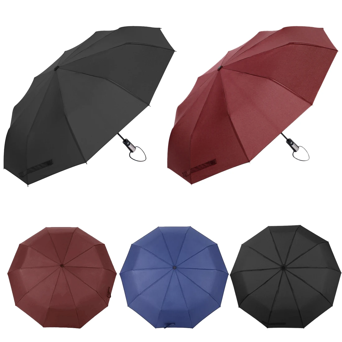 Fashion 3 Folding Full Automatic Umbrella Resistant Rain Women Men Luxury Big Windproof