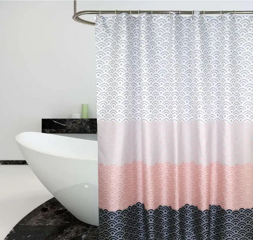 Современная Геометрическая занавеска для душа, водонепроницаемая полиэфирная ткань, занавеска для ванной комнаты, декоративная ванная комната с пластиковыми крючками - Цвет: C1