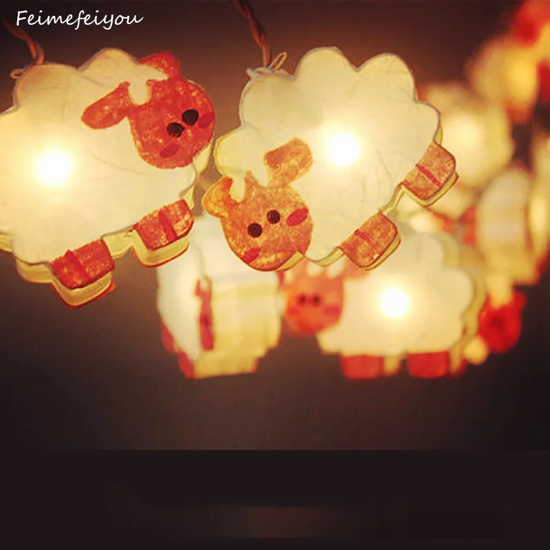2018 2 5m 220v 20pcs Sheep Models Paper String Lighting Night Lamp Aliexpress