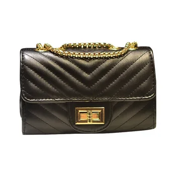 

2020 New Fashion Spring Summer Ruched Sewing Handbag Gold Chain Stitches Small Square Flap Shoulder Bag Women's Messenger Bag