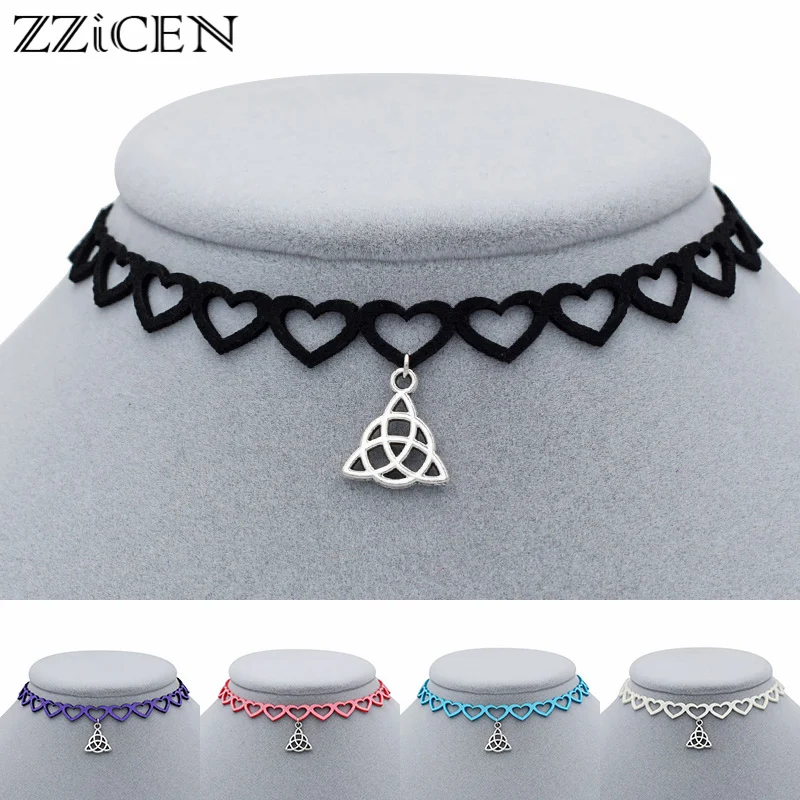 Модный античный треугольник Triquetra символ Celtics Trinity Knot кулон с полым сердцем