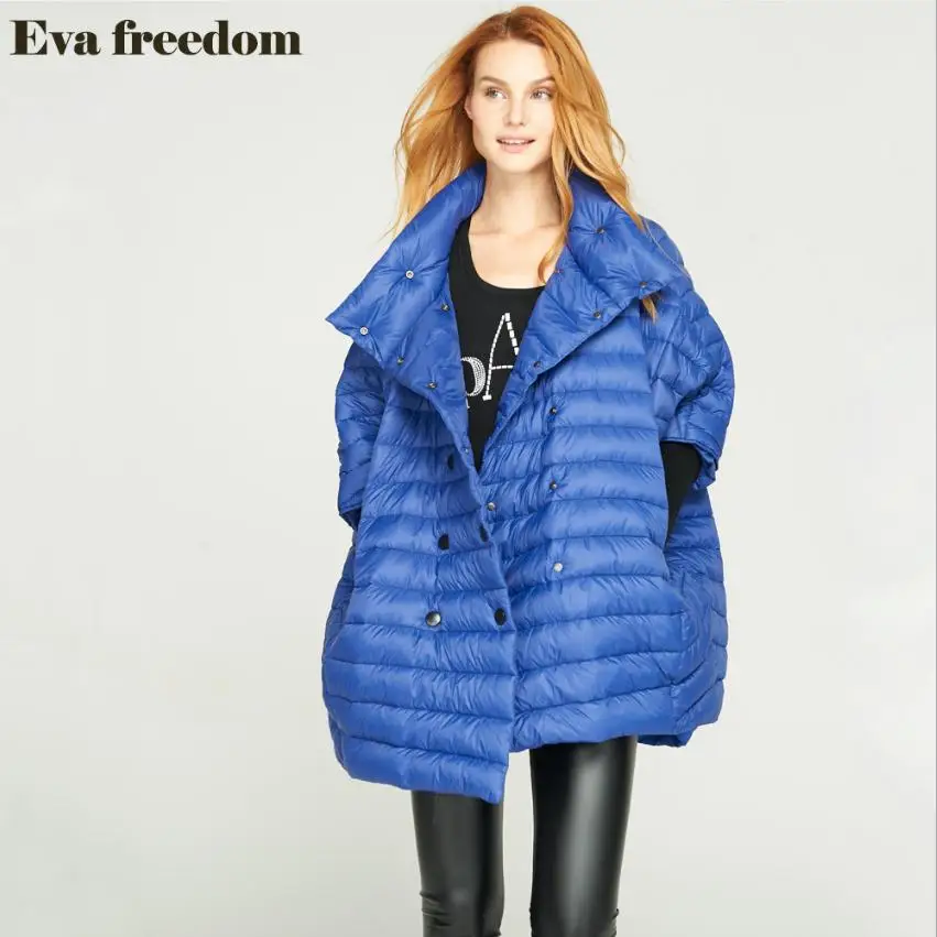 Зима, свободный стиль, хорошее качество, 90% натуральный утиный пух, пальто для женщин, рукав летучая мышь, двубортный, теплый пуховик, wq184, Прямая поставка - Цвет: blue