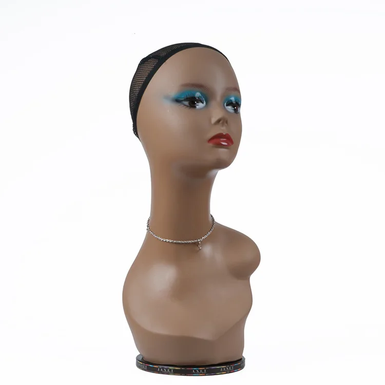 Женский ПВХ манекен голова бюст для парика ювелирные изделия и манекен для шляп M-0060