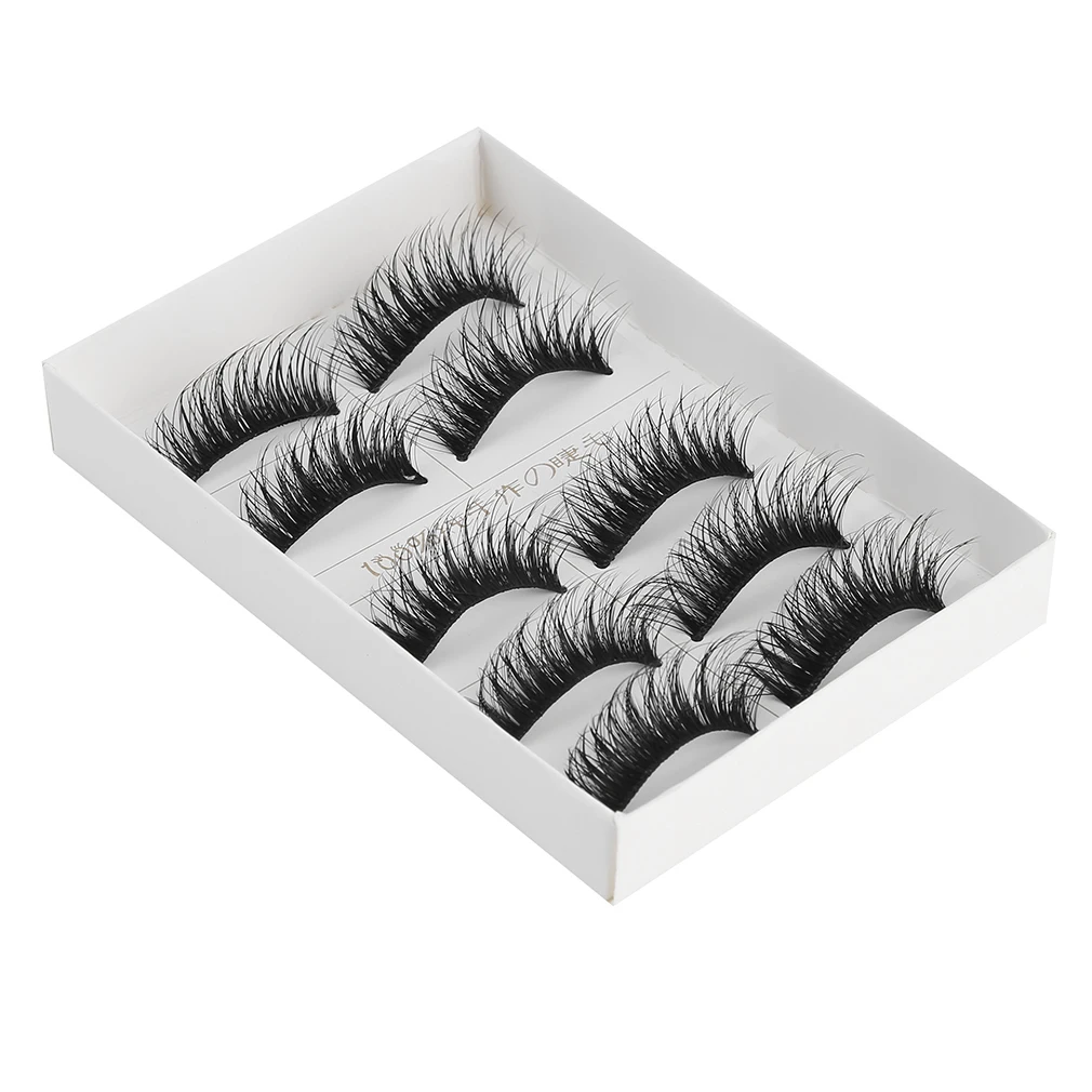 

F57 Handmade False Eyelashes Without Trace Transparent Stem Pure Manual Long Thick Direct Sale For Japan 5 Pairs False Eyelashes