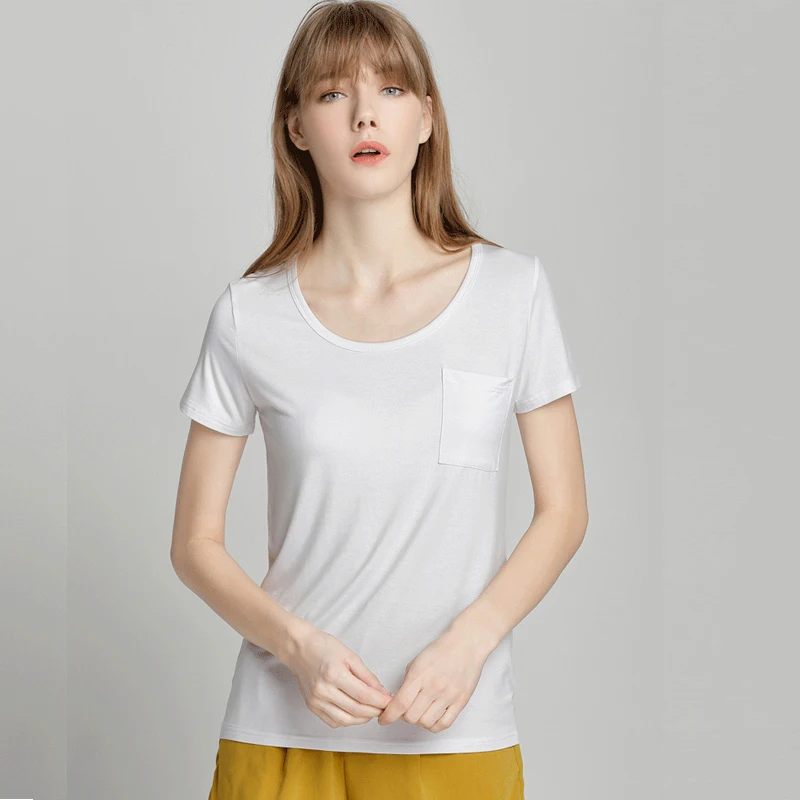 Modal Women Loose T Shirts White Top Black Tees Soft Fabric Short