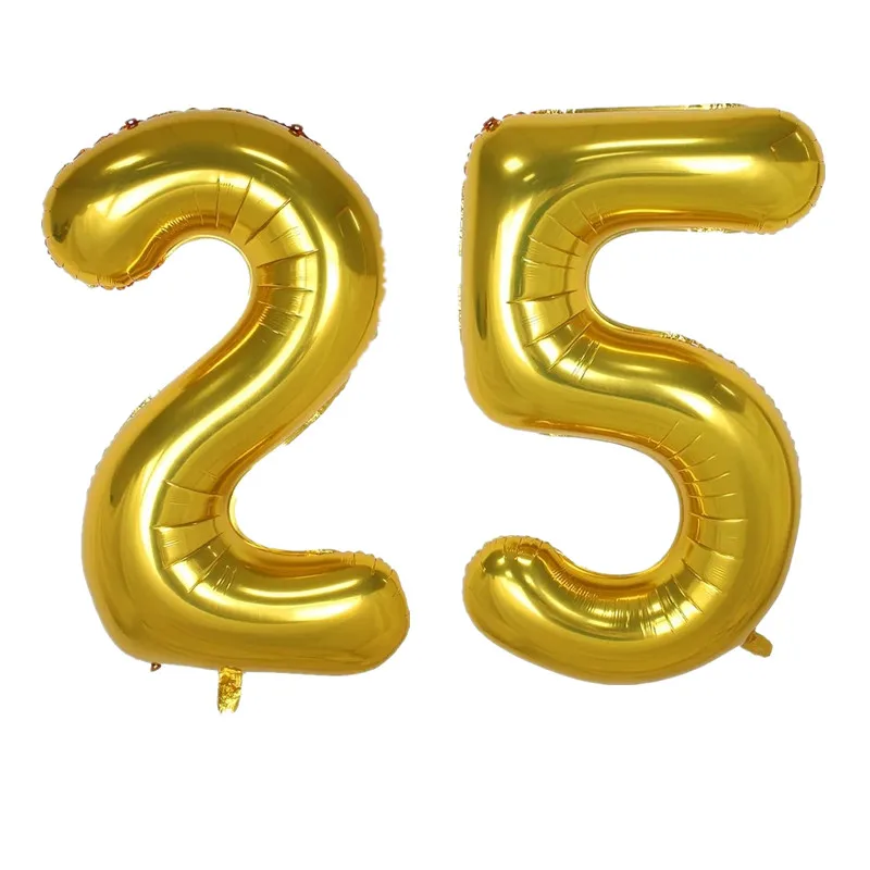 2 шт 100 см Большой размер 25 фольгированные гелиевые шары для взрослых Вечерние Розовые золотые украшения для дня рождения юбилея - Цвет: Золотой